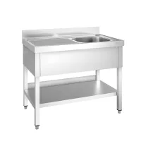   Mosogató egymedencés 500x500x300, alsó polccal, bal oldalon csepegtetővel, külső méret: 1400x700x850 mm szifonszettel