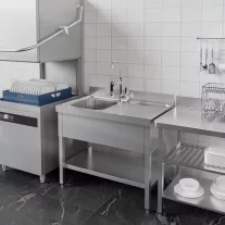   Mosogató egymedencés 400x400x250, alsó polccal, jobb oldalon csepegtetővel, külső méret: 1000x600x850 mm szifonszettel