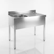   Mosogató egymedencés ipari 500x500x300, jobb oldalon csepegtetővel, külső méret: 1400x700x850 mm szifonszettel