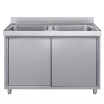   Mosogató szekrény kétmedencés ipari 400x400x250, külső méret: 1000x600x850 mm, összeszerelhető