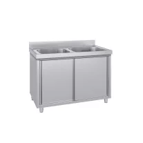   Mosogató szekrény kétmedencés ipari 400x400x250, külső méret: 1000x600x850 mm, összeszerelhető