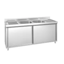   Mosogató szekrény kétmedencés ipari 500x500x300, két oldalon csepegtetővel, külső méret: 1800x700x850 mm