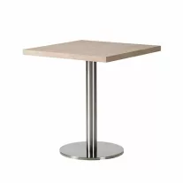   Négyzet alakú kávézóasztal 68×68 cm, rozsdamentes acél kerek talppal – Sonoma tölgy