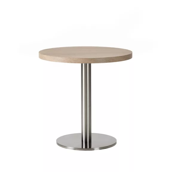 Kerek kávézóasztal Ø68 cm, rozsdamentes acél kerek talppal – Sonoma tölgy Kerek kávézóasztal Ø68 cm, rozsdamentes acél kerek talppal – Sonoma tölgy