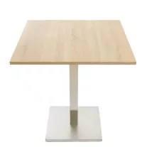   Négyzet alakú kávézóasztal 68×68×1,8 cm, rozsdamentes acél négyzet talppal – Sonoma tölgy