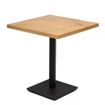   Négyzet alakú kávézóasztal 68×68 cm, fekete négyzet talppal – Lancelot tölgy