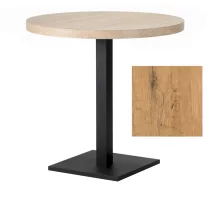  Kerek kávézóasztal Ø68 cm, fekete négyzet talppal – Lancelot tölgy