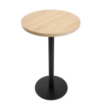   Kerek koktélbár- és kávézóasztal Ø68 cm, fekete öntött kerek talppal – Sonoma tölgy