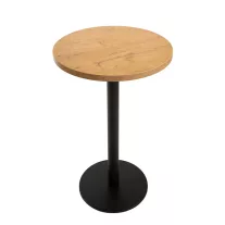   Kerek koktélbár- és kávézóasztal Ø68 cm, fekete öntött kerek talppal – Lancelot tölgy