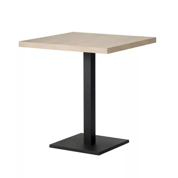 Négyzet alakú kávézó- és éttermi asztal XXL 90×90×3,6 cm, szálcsiszolt fekete talppal – Sonoma tölgy Négyzet alakú kávézó- és éttermi asztal XXL 90×90×3,6 cm, szálcsiszolt fekete talppal – Sonoma tölgy