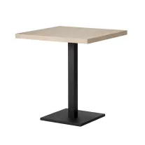   Négyzet alakú kávézó- és éttermi asztal XL 80×80×3,6 cm, szálcsiszolt fekete talppal – Sonoma tölgy