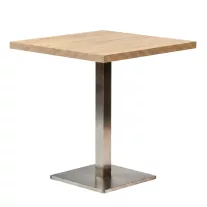   Négyzet alakú kávézóasztal XXL 90×90×3,6 cm, ezüst négyzet talppal – Sonoma tölgy