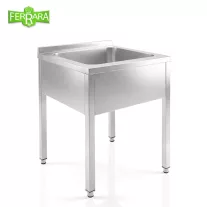   Mosogató egymedencés ipari 500x500x300, külső méret: 600x650x850 mm szifonszettel
