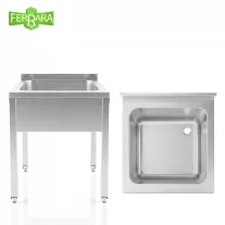   Mosogató egymedencés ipari 500x500x300, külső méret: 600x650x850 mm szifonszettel