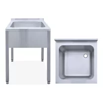   Mosogató egymedencés ipari Góliát 700x700x300, külső méret: 850x820x850 mm