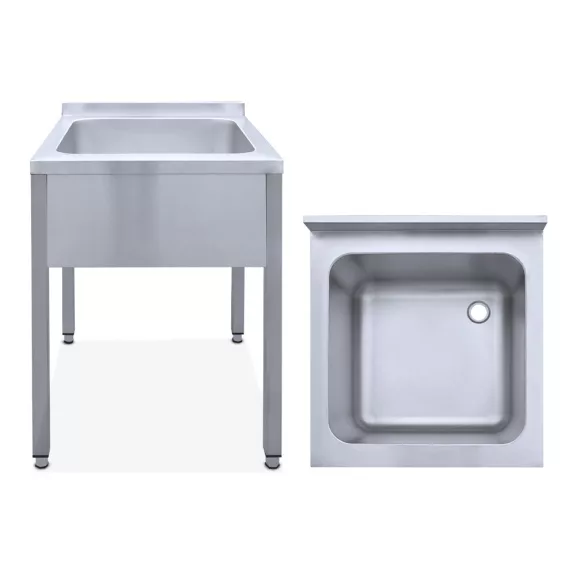 Mosogató egymedencés ipari Góliát 700x700x300, külső méret: 850x820x850 mm Mosogató egymedencés ipari Góliát 700x700x300, külső méret: 850x820x850 mm