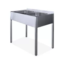   Mosogató kétmedencés ipari 400x350x200, lefolyó: 90 mm 860x500x850 mm szifonszettel