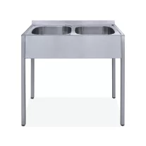   Mosogató kétmedencés ipari 400x350x200, lefolyó: 90 mm 860x500x850 mm szifonszettel