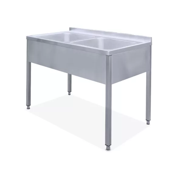 Mosogató kétmedencés ipari Góliát 700x700x300, külső méret: 1600x820x850 mm Mosogató kétmedencés ipari Góliát 700x700x300, külső méret: 1600x820x850 mm
