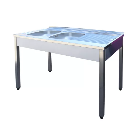 Mosogató kétmedencés, csepegtetővel, 1200x600 mm lefolyó átm: 50 mm Mosogató kétmedencés, csepegtetővel, 1200x600 mm lefolyó átm: 50 mm