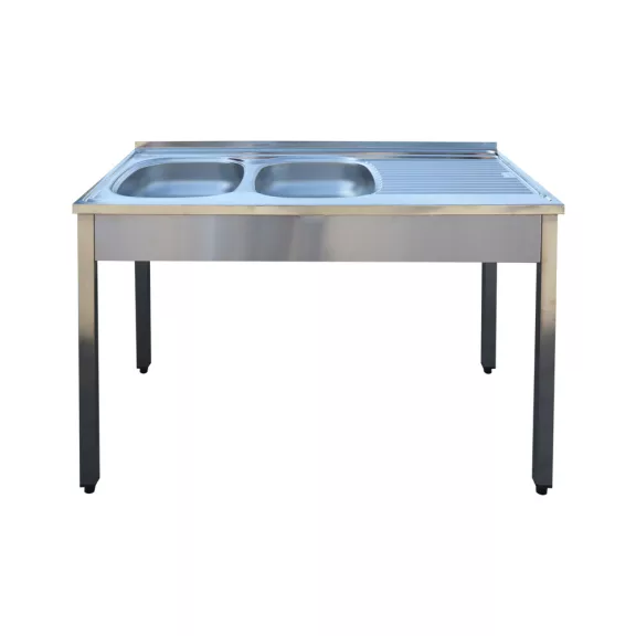 Mosogató kétmedencés, csepegtetővel, 1200x600 mm lefolyó átm: 50 mm Mosogató kétmedencés, csepegtetővel, 1200x600 mm lefolyó átm: 50 mm