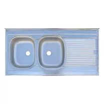   Mosogató kétmedencés, csepegtetővel, 1200x600 mm lefolyó átm: 50 mm