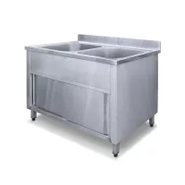   Mosogató szekrény kétmedencés ipari 500x500x300, külső méret: 1200x700x850 mm