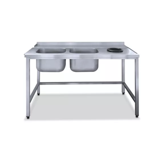 Befutóasztal 2 medencével, moslékolóval, átfutó rendszerű géphez, jobbról-balra 1450x800x850 mm Befutóasztal 2 medencével, moslékolóval, átfutó rendszerű géphez, jobbról-balra 1450x800x850 mm