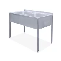   Mosogató kétmedencés ipari 500x500x300, külső méret: 1200x700x850 mm szifon szettel