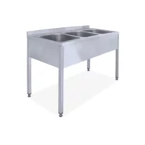   Mosogató hárommedencés ipari Góliát 700x700x300, külső méret: 2300x820x850 mm