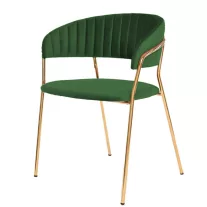 Glamour Velvet szék arany lábbal – sötétzöld