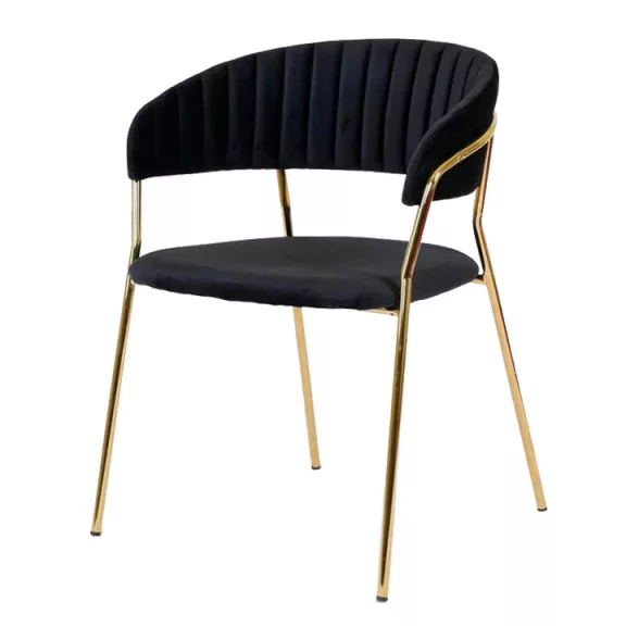 Glamour Velvet szék arany lábbal – fekete Glamour Velvet szék arany lábbal – fekete