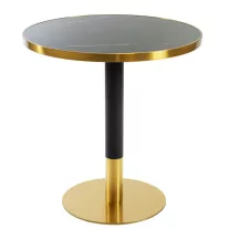   Kerek kávézóasztal Ø70 cm, fekete-arany kerek talppal – fekete márvány