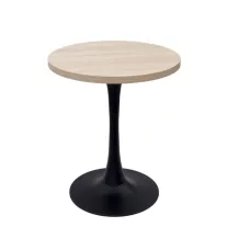   Kerek kávézóasztal Ø68 cm, porszórt fekete kerek talppal – Sonoma tölgy