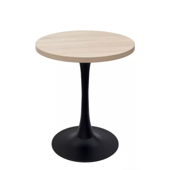 Kerek kávézóasztal Ø68 cm, porszórt fekete kerek talppal – Sonoma tölgy Kerek kávézóasztal Ø68 cm, porszórt fekete kerek talppal – Sonoma tölgy