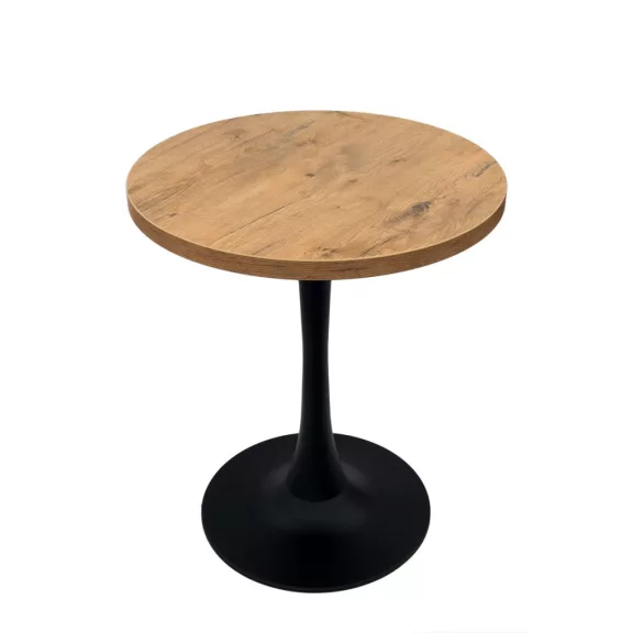Kerek kávézóasztal Ø68 cm, porszórt fekete kerek talppal – Lancelot tölgy Kerek kávézóasztal Ø68 cm, porszórt fekete kerek talppal – Lancelot tölgy