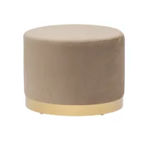 Bársony kárpitozott puff lábtartó Ø55 cm – cappuccino