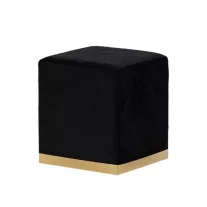Bársony kárpitozott puff lábtartó 40×40 cm – fekete