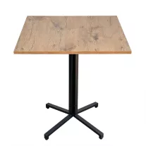   Négyzet alakú loft éttermi asztal 68×68×1,8 cm, kereszt talppal – Lancelot tölgy