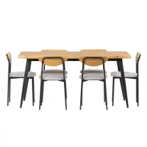  Loft étkezőgarnitúra: asztal 160×80 cm + 6 szék – arany craft tölgy