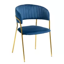 Glamour Velvet szék arany lábbal – sötétkék