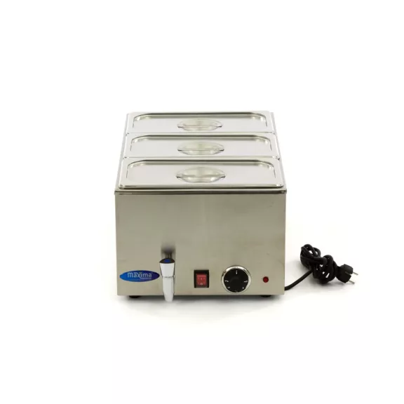 Maxima Bain Marie leeresztő csappal - 3 x 1/3 GN szettel együtt – 09300011 Maxima Bain Marie leeresztő csappal - 3 x 1/3 GN szettel együtt – 09300011