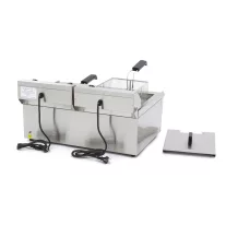Maxima Fritőz 2 x 16L lefolyócsappal - Dupla kosárral – 09365011