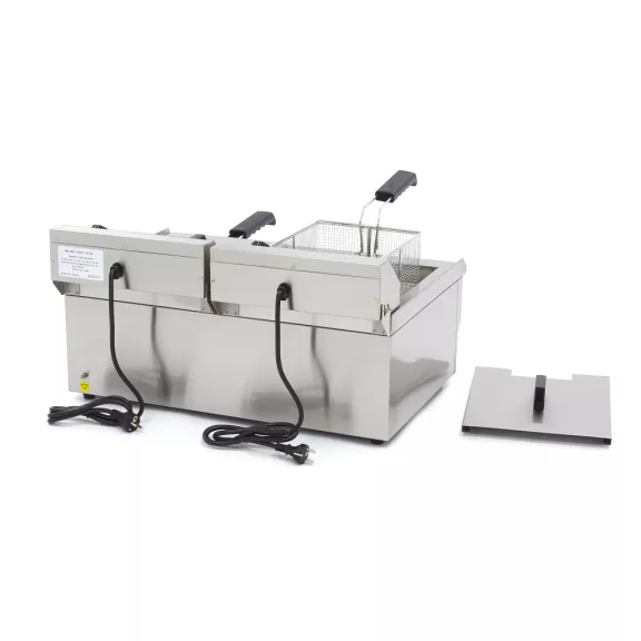 Maxima Fritőz 2 x 16L lefolyócsappal - Dupla kosárral – 09365011