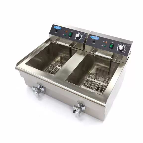 Maxima Fritőz 2 x 16L lefolyócsappal - Dupla kosárral – 09365011