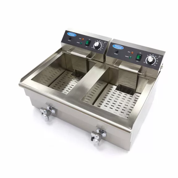 Maxima Fritőz 2 x 16L lefolyócsappal - Dupla kosárral – 09365011