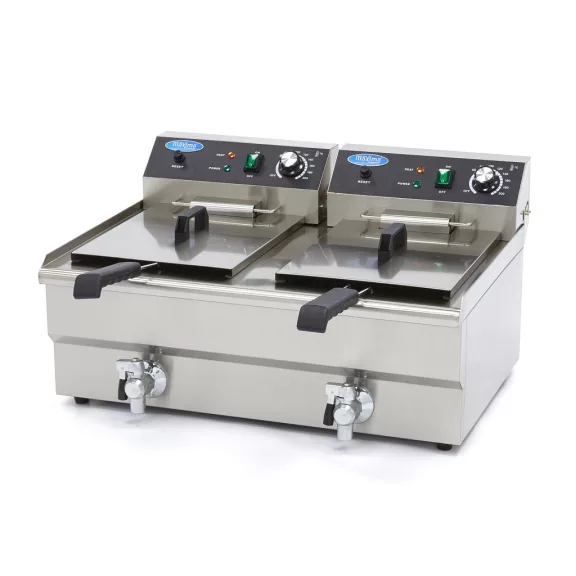 Maxima Fritőz 2 x 16L lefolyócsappal - Dupla kosárral – 09365011