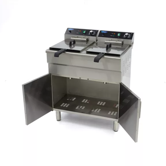 Maxima Fritőz - 2 x 16L - 2 kosár - lefolyócsappal és állvánnyal - 400V – 09365156 Maxima Fritőz - 2 x 16L - 2 kosár - lefolyócsappal és állvánnyal - 400V – 09365156