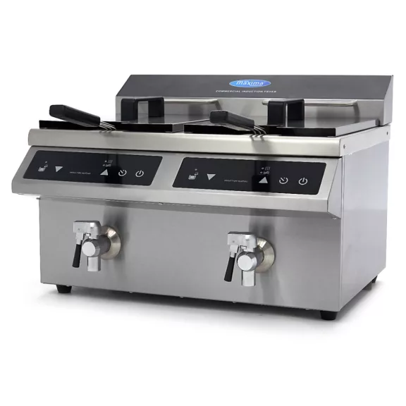 Maxima Fritőz 2 x 8L lefolyócsappal - indukciós - dupla kosárral – 09371095 Maxima Fritőz 2 x 8L lefolyócsappal - indukciós - dupla kosárral – 09371095
