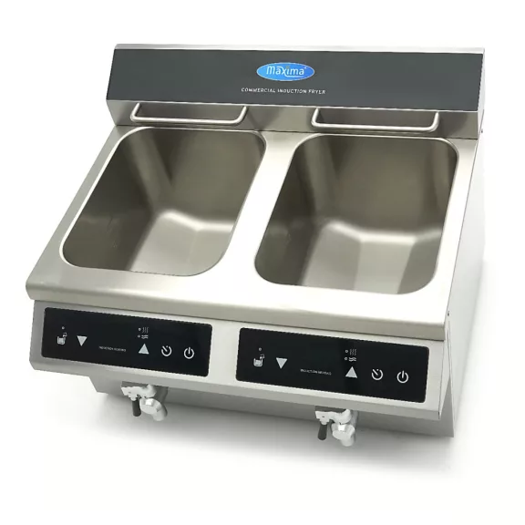 Maxima Fritőz 2 x 8L lefolyócsappal - indukciós - dupla kosárral – 09371095 Maxima Fritőz 2 x 8L lefolyócsappal - indukciós - dupla kosárral – 09371095